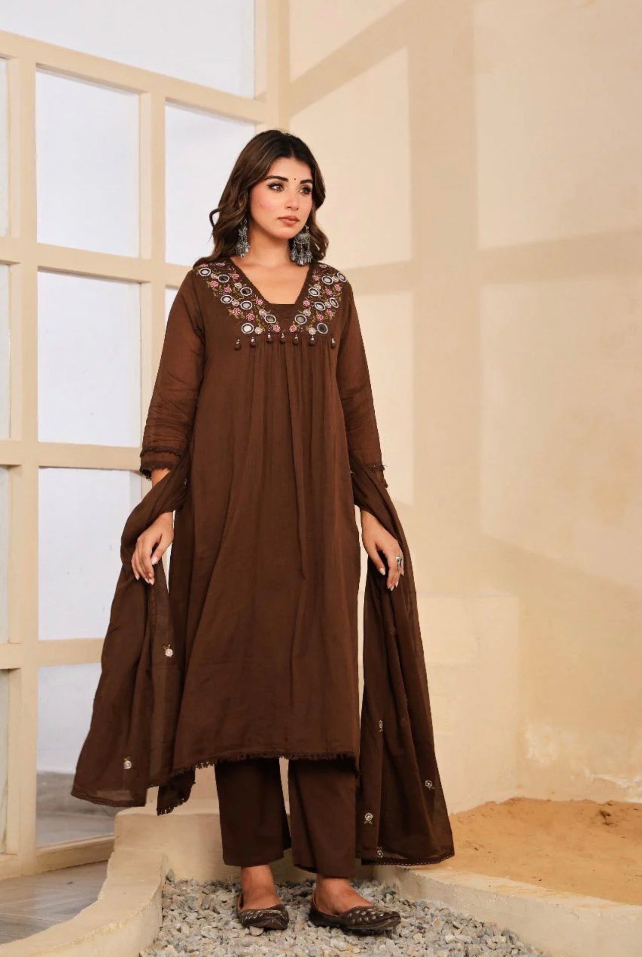 A1757 Mul Cotton Mirror Bloom Suit [COFFEE BROWN]