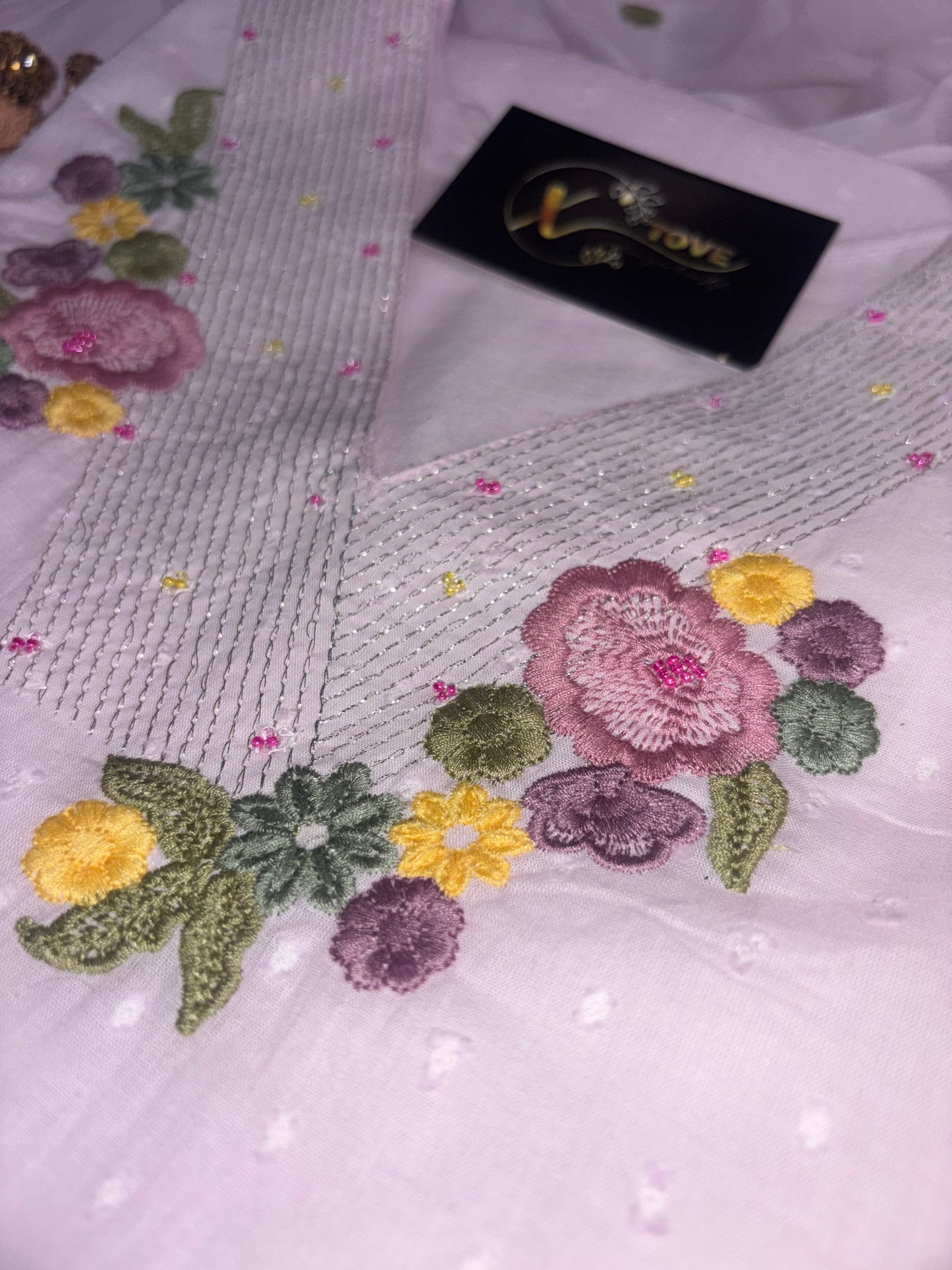A1672 Pure Cotton Three Piece Set with Embroidery & Handwork Detailing
