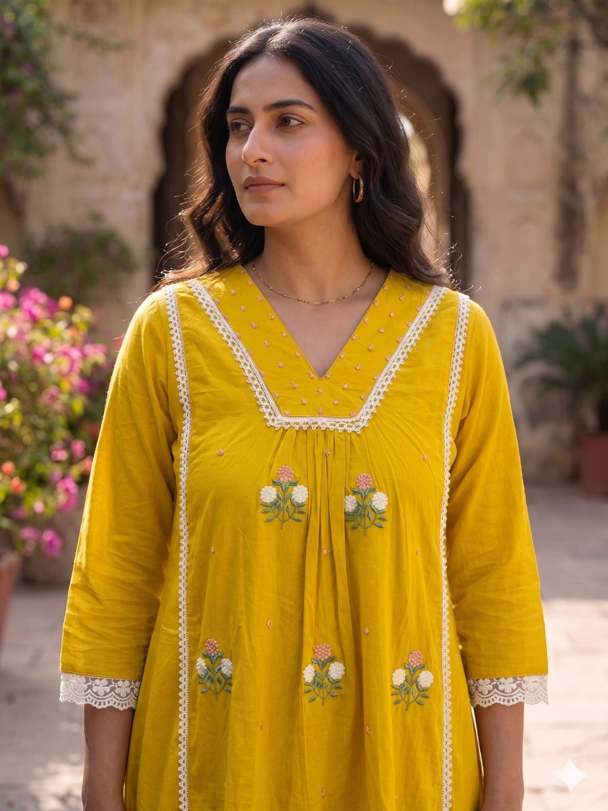 A1833 Mogra Mustard Mul Cotton Suit Set