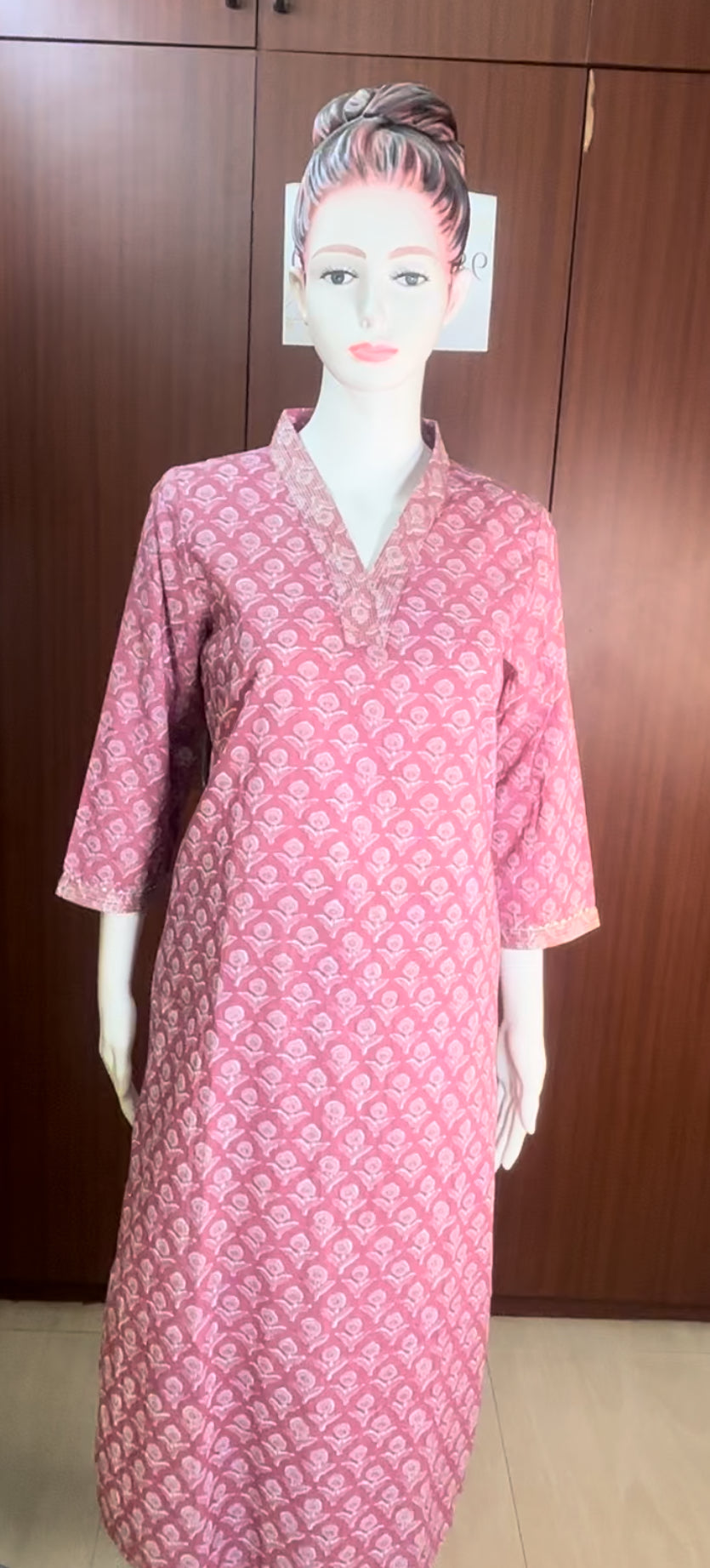 Pure Cotton Kurta with Beautiful Embroidered Neckline