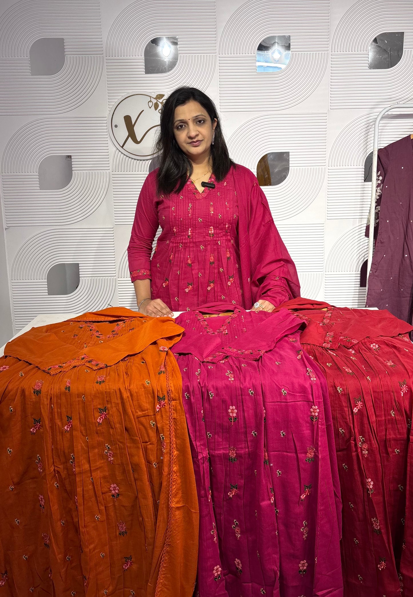 A1766 Embroidered Mul Cotton Suit(PINK)