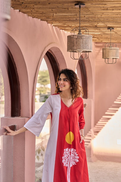 A1776 Mul Cotton Two-Piece Set(RED)