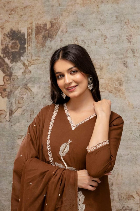 B1721 Silly Mul Cotton Ethnic Suit Set with Lace Work, Beads & Embroidered Dupatta