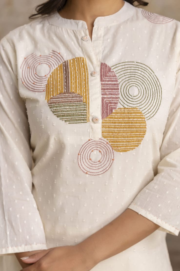 Pure Cotton Angarakha Suit with Shell Detailing