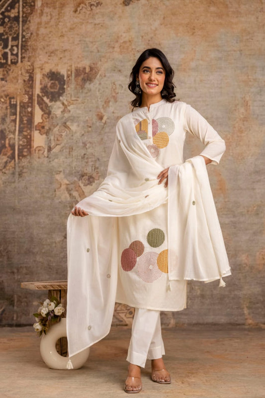 Pure Cotton Angarakha Suit with Shell Detailing