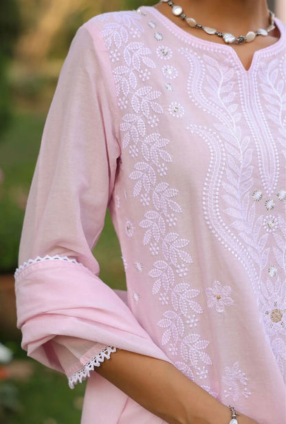 A1802 Lakhnavi Chikankari Suit (BABY PINK)