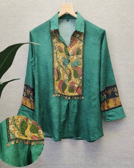 B2038 Emerald Muse Pure Muslin Shirt Top