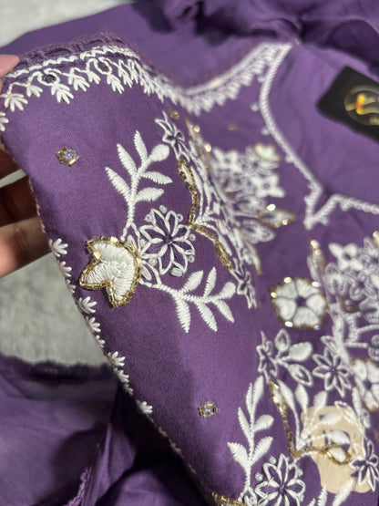 A1707 Mul Cotton Embroidered Suit