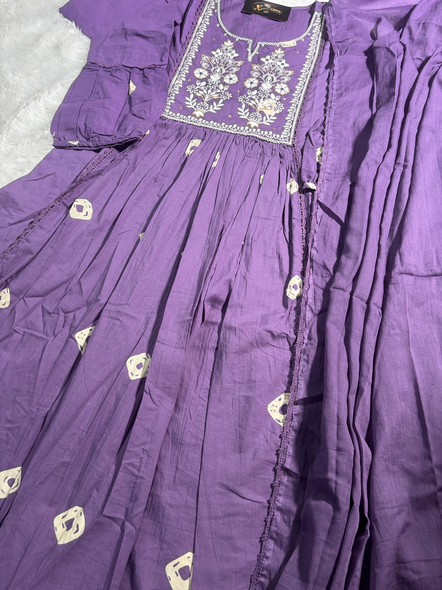 A1707 Mul Cotton Embroidered Suit