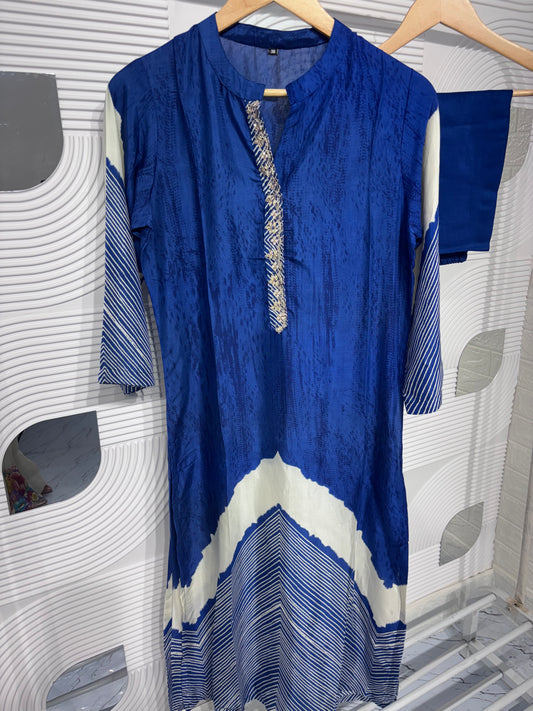B2021 Pure Muslin Two Piece Set(Blue)