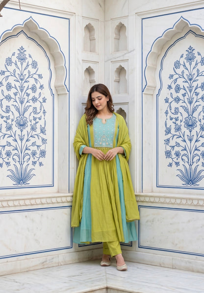 B2044 Zariya Mul Chanderi Suit Set