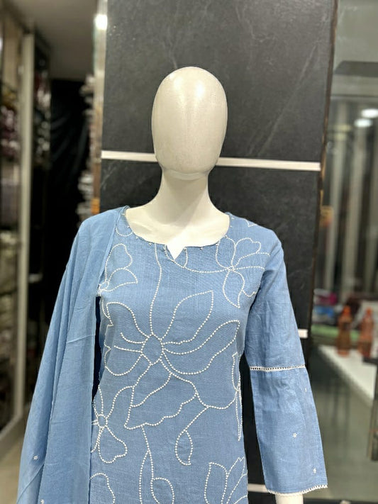 A1760 Pure Cotton Suit(POWDER BLUE)