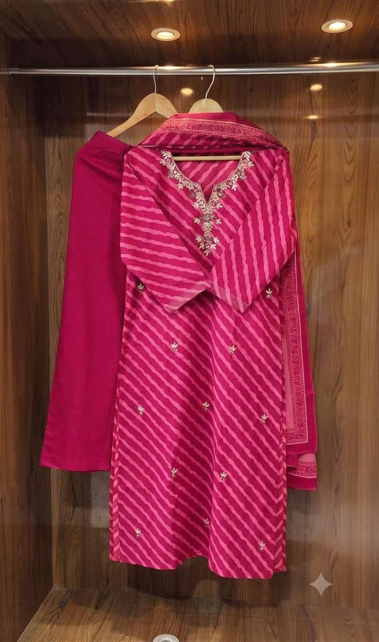 A1824 Savan Lahriya Suit Set[HOT PINK]