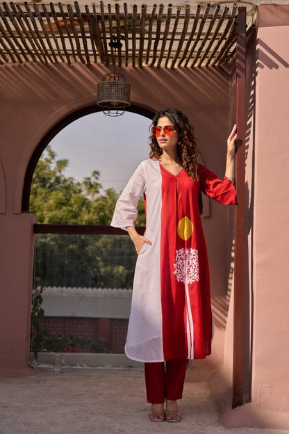 A1776 Mul Cotton Two-Piece Set(RED)