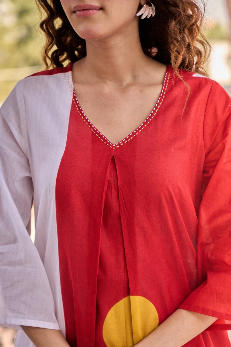 A1776 Mul Cotton Two-Piece Set(RED)