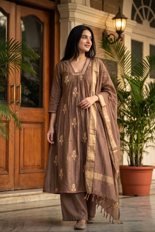 B2048 Mul Chanderi Lurex Lining Suit