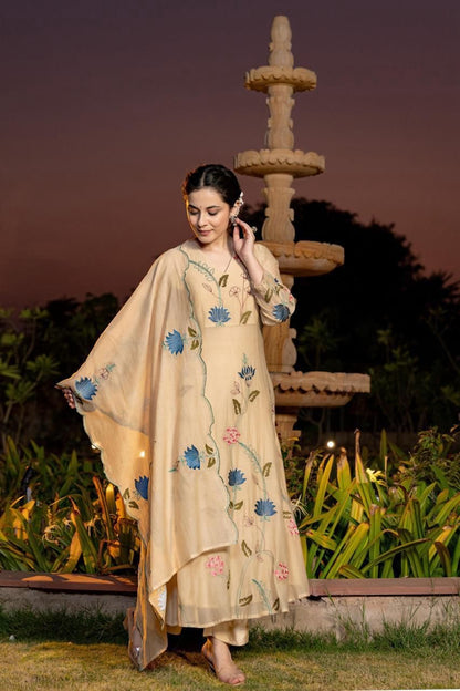 B2013 Mul Chanderi Embroidered Suit