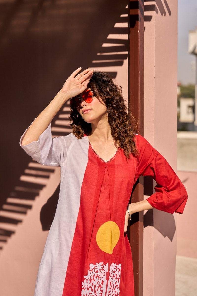 A1776 Mul Cotton Two-Piece Set(RED)