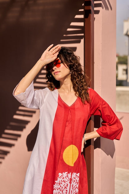 A1776 Mul Cotton Two-Piece Set(RED)