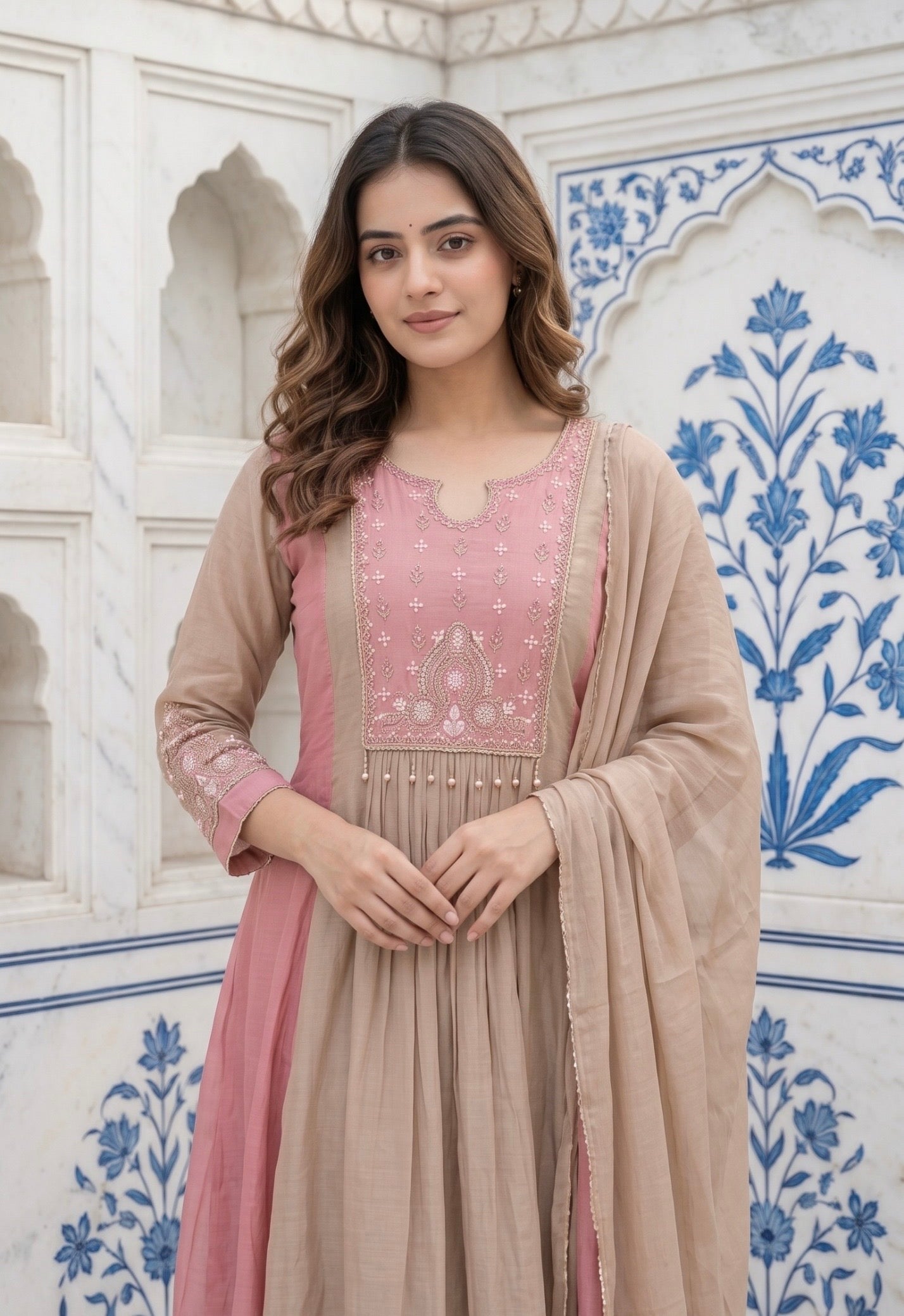 B2045 Zariya Mul Chanderi Suit Set