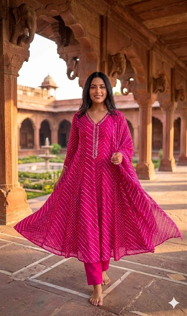A1816 Meher Anarkali Suit(HOT PINK)