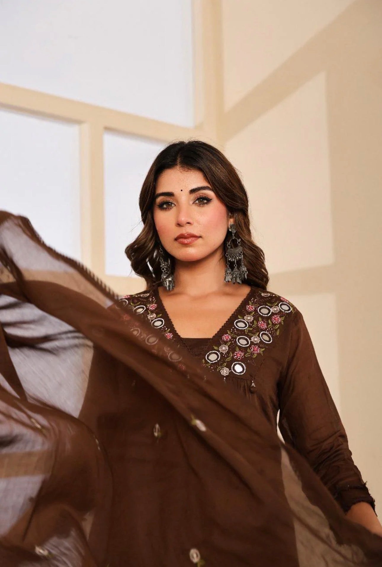 A1757 Mul Cotton Mirror Bloom Suit [COFFEE BROWN]