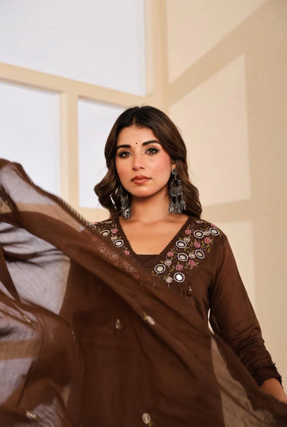 A1757 Mul Cotton Mirror Bloom Suit [COFFEE BROWN]