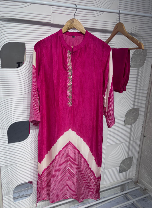 B2020 Pure Muslin Two Piece Set(Pink)