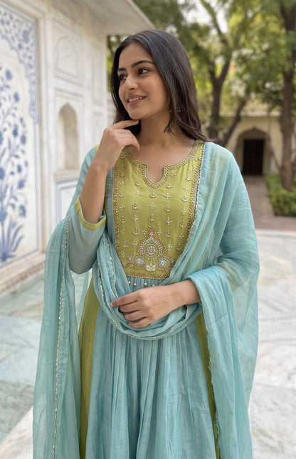 B2044 Zariya Mul Chanderi Suit Set
