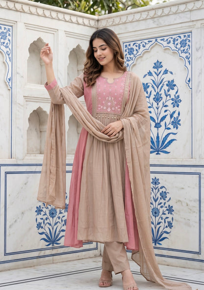 B2045 Zariya Mul Chanderi Suit Set