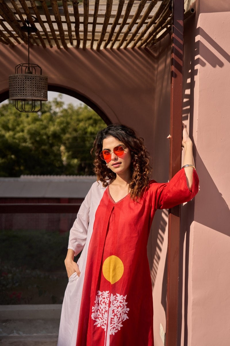 A1776 Mul Cotton Two-Piece Set(RED)