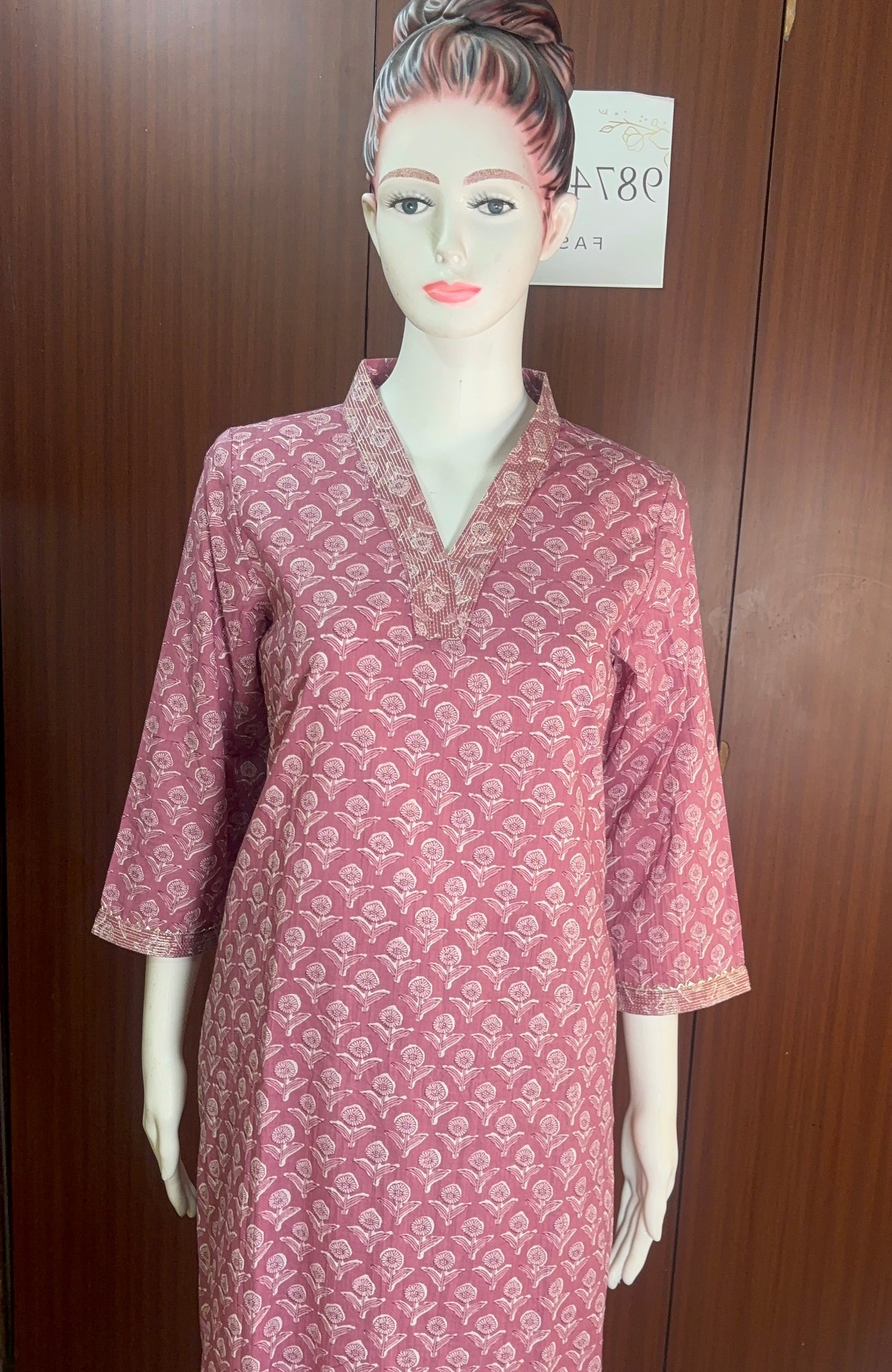 Pure Cotton Kurta with Beautiful Embroidered Neckline