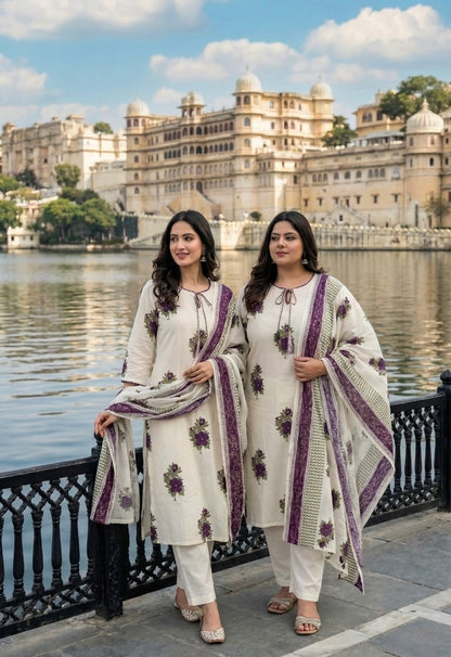 A1810 Classic Floral Kurta Set