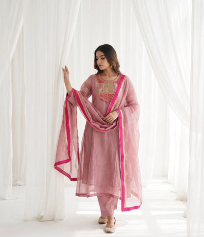 B2042 Crush Tissue Zardosi Anarkali Suit Set