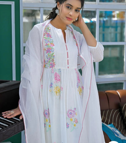 A1709 Mul Cotton Embroidered Suit