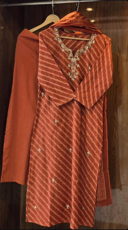 A1825 Savan Lahriya Suit Set[RUST ORANGE)