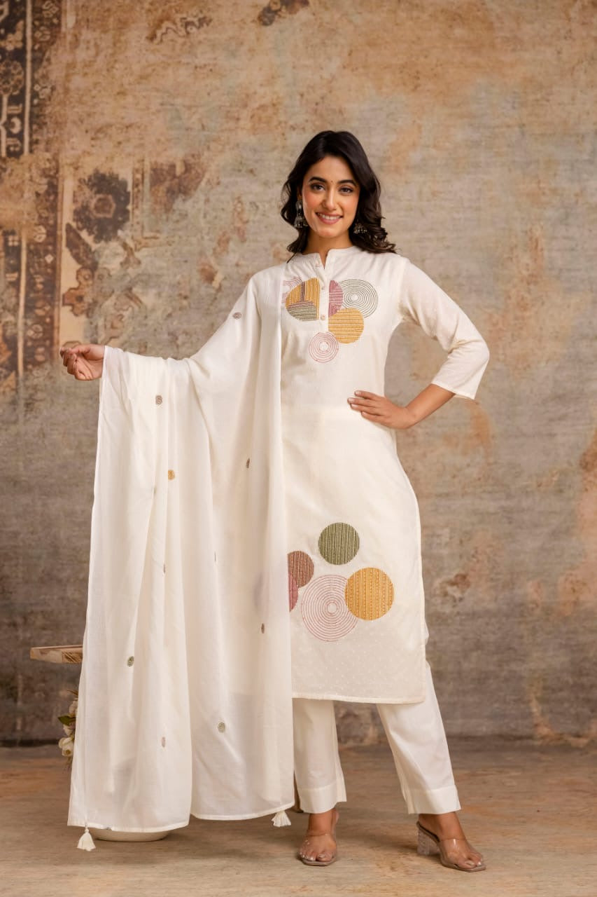 Pure Cotton Angarakha Suit with Shell Detailing