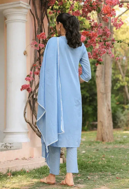 A1801 Lakhnavi Chikankari Suit (POWDER BLUE)