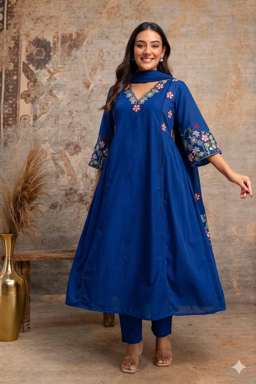 A1807 Embroidered Mul Cotton Suit