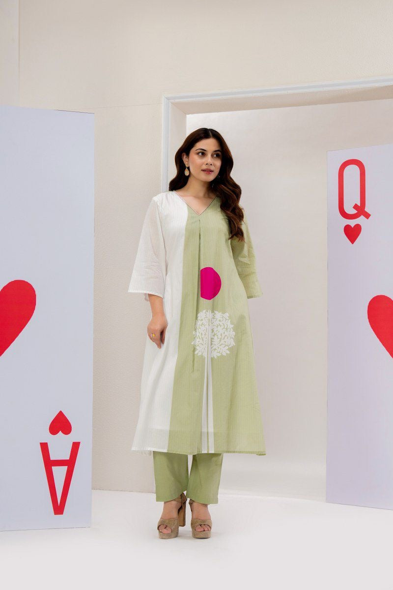 A1774 Mul Cotton Two-Piece Set (LIGHT OLIVE)