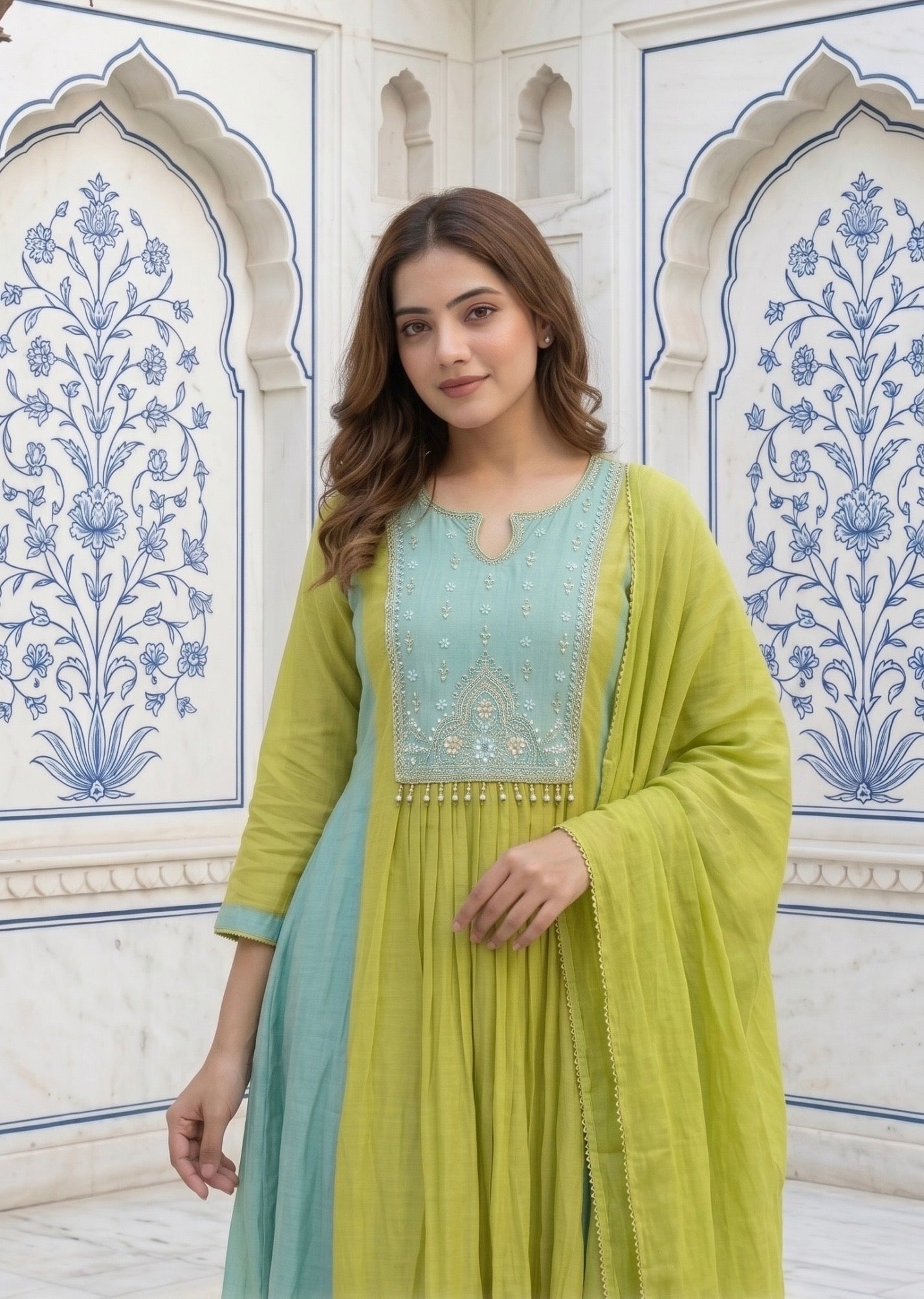 B2044 Zariya Mul Chanderi Suit Set