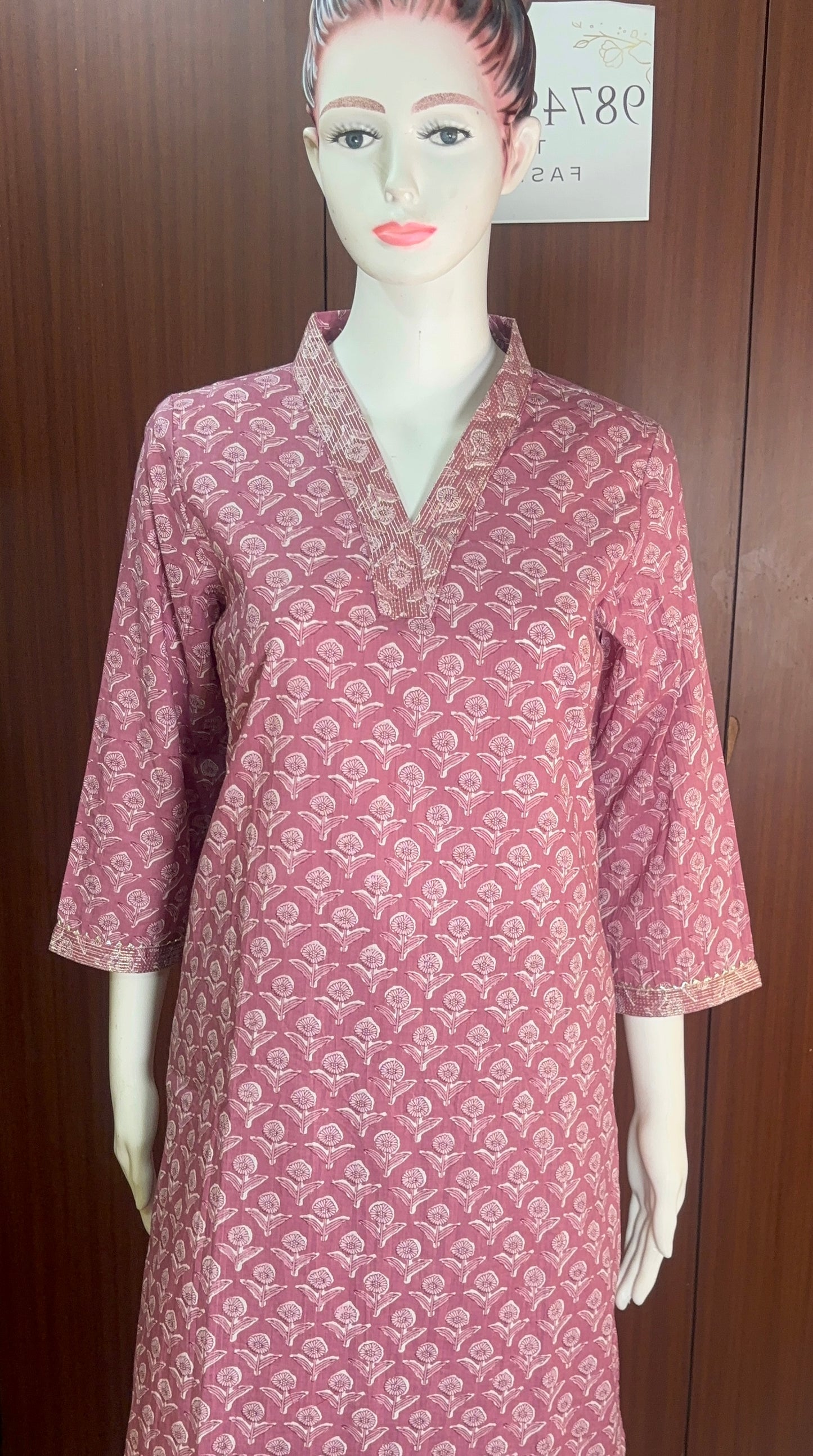 Pure Cotton Kurta with Beautiful Embroidered Neckline