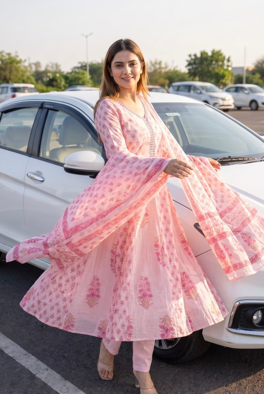 A1817 Meher Anarkali Suit(BABY PINK)