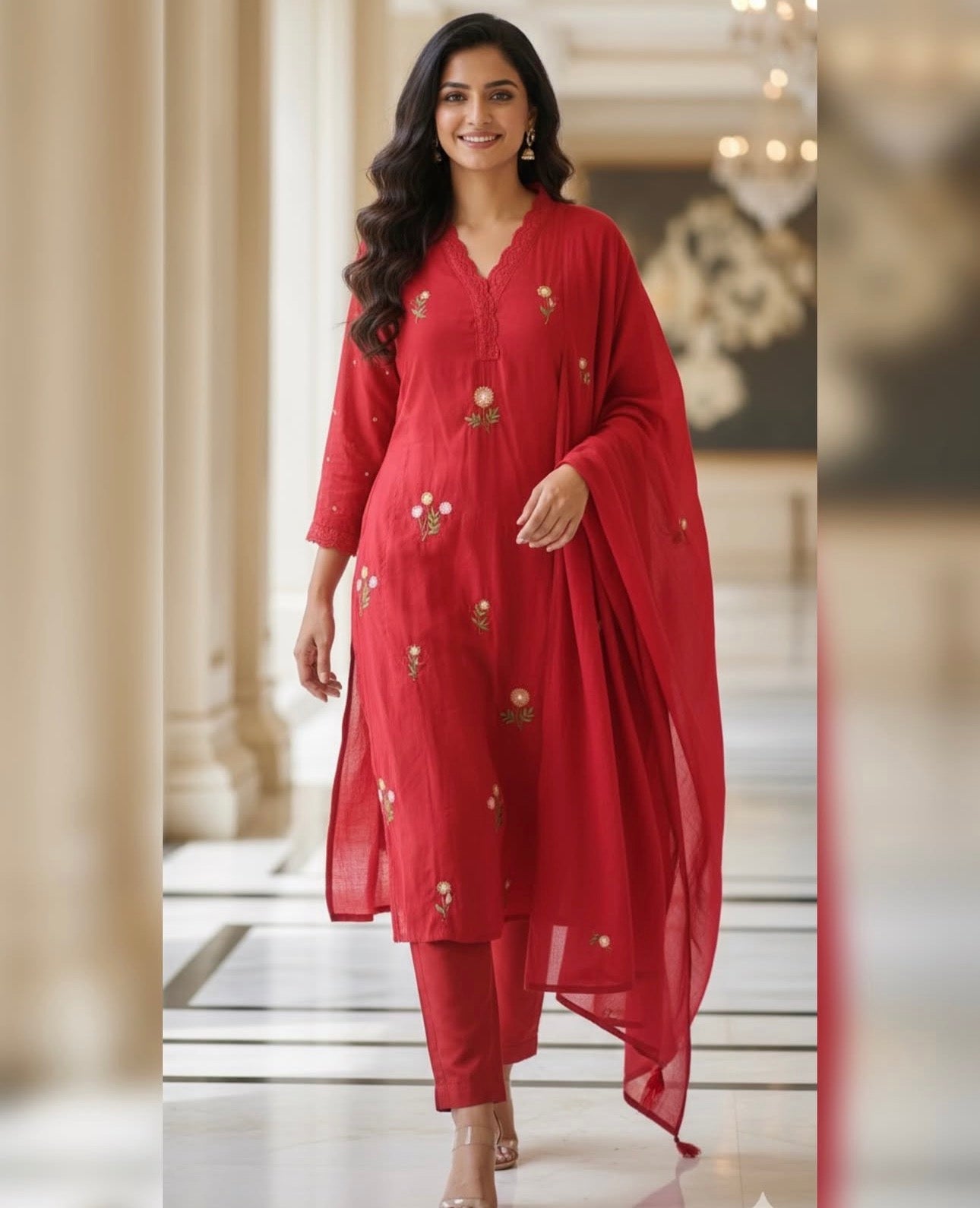 A1752 Designer Silly Mul Cotton Suit (MAROON RED)