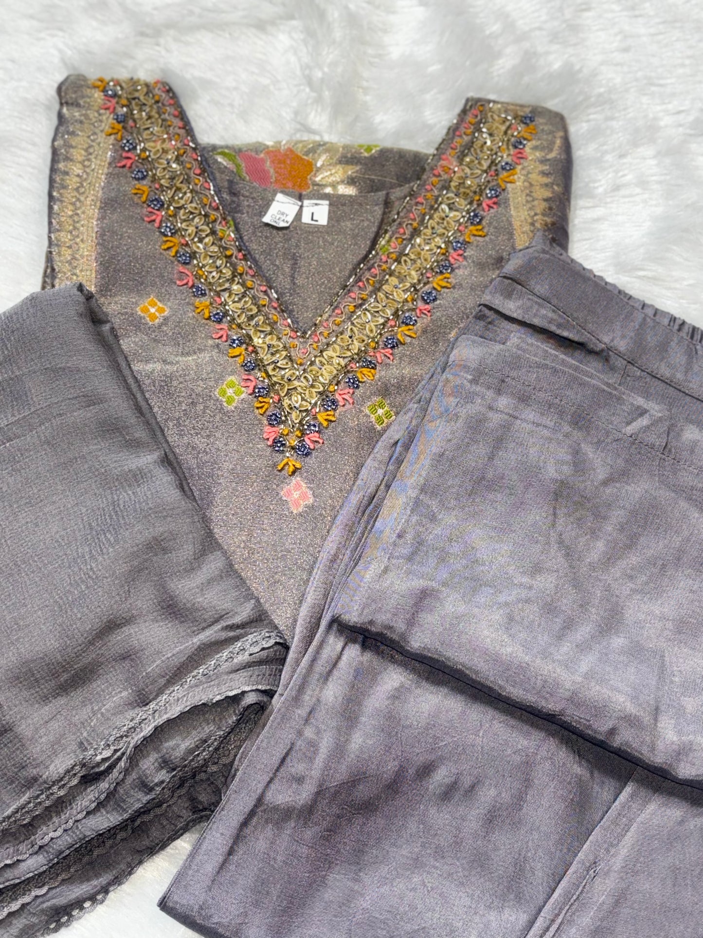 Pure Soft Tissue Banarasi Weaving Kurta With Santoon Bottom and Pure Chiffon Dupatta