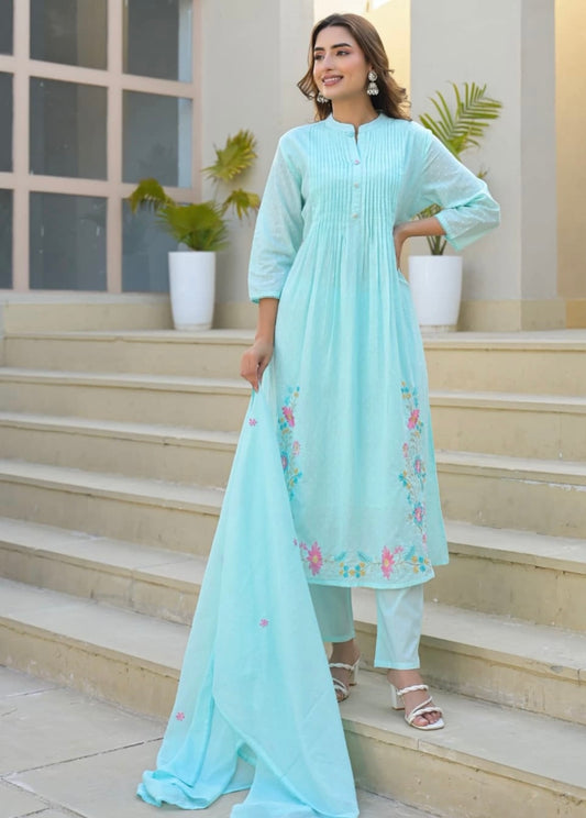 A1696 Mul Cotton Embroidered Suit