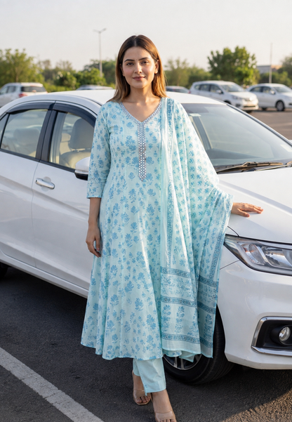 A1816 Meher Anarkali Suit(POWDER BLUE)