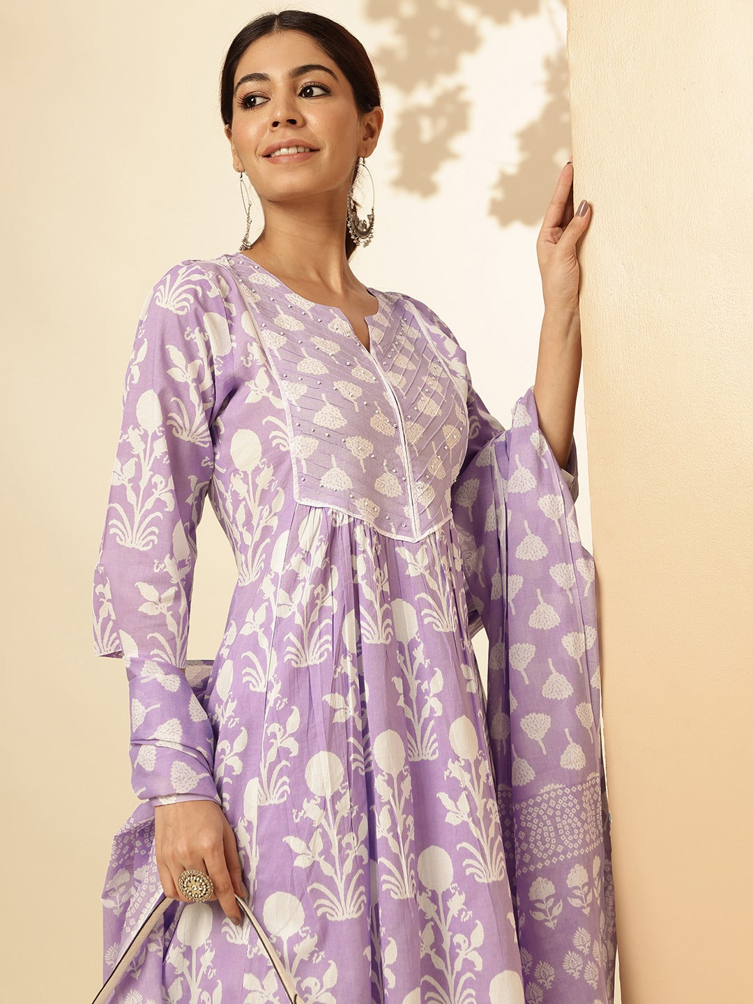 Pure Cotton Kurti with Pintucks Yoke & Embroidery Detailing