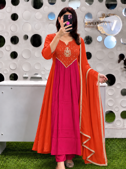 B2064 Emerald Grace Mul Chanderi Suit Set