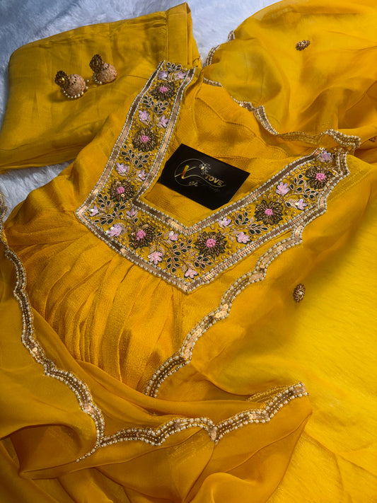 B2002 Pure Chinon Suit for Haldi Ceremony